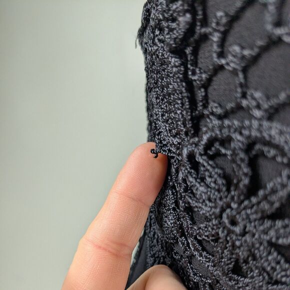 Vintage Sue Wong Mini Dress Cocktail Gown 4 Black Crochet Fairy Goth 90s Y2K - Picture 16 of 16